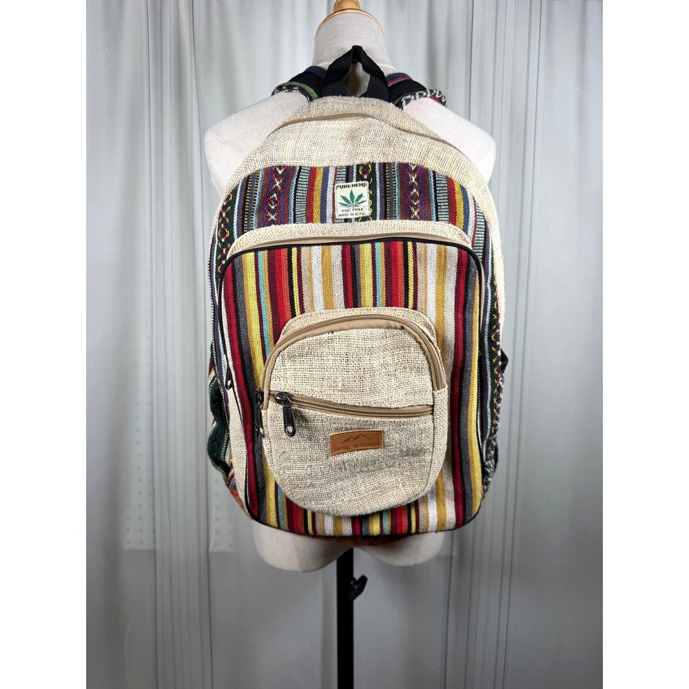 Himalayan Fashion Pure Hemp Striped Laptop Backpack Nepal